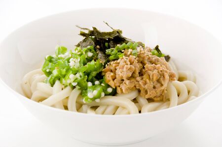 Japanese food, Hiyashi udon with sushiの写真素材