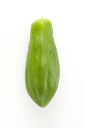 Green Papaya on white backgroundの写真素材