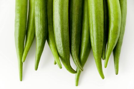 fresh Okra on white backgroundの写真素材