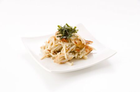 Aemono, dressed with Enoki mushrooms and chikuwa shredded dried plum. Japanese food.の写真素材
