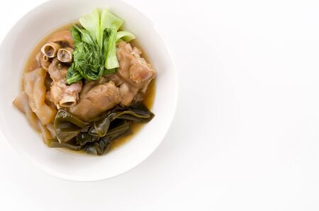 Stewed pork leg with Kombu and bok choiの写真素材