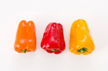 Colored bell pepper isolated on white background