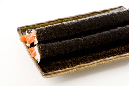 Salmon sushi roll, Sushi rollの写真素材