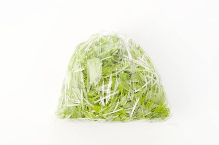 Cut vegetable in Potherb Mustard in Plastic bagの写真素材