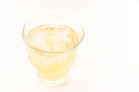 Ice lemon tea on white backgroundの写真素材
