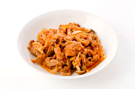 pork and mushroom ketchup sauce fried