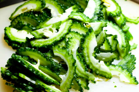 Sliced ââbitter gourd or bitter melonの写真素材