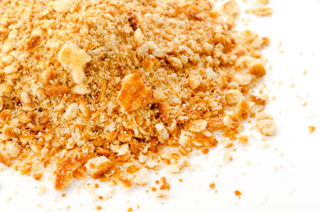 crushed cracker on white background