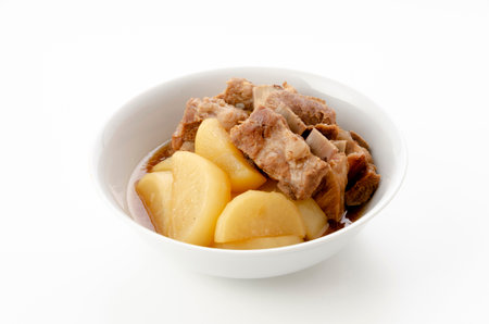 Japanese cuisine,Nimono,simmered radish and spareribsの写真素材