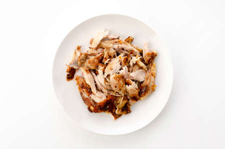 Shredded Roasted chicken on White Backgroundの写真素材