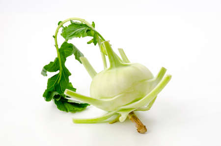 Fresh Kohlrabi on white backgroundの写真素材