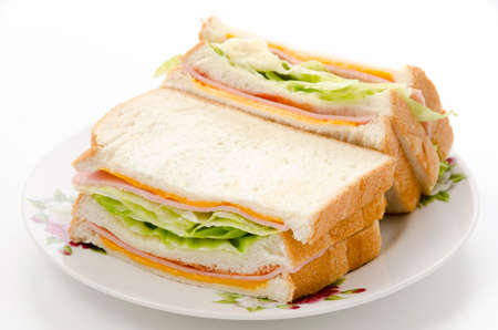 Healthy ham sandwich with cheese and lettuce
