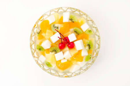 Japanese sweets, Fruit cocktails with milk agarの写真素材