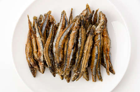 Japanese food, Kibinago Karaage, Deep-fried Silver-stripe round herring