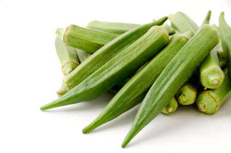 fresh Okra on white background