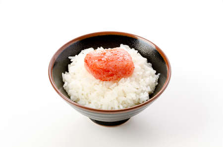 Japanese food, Karashi Mentaiko on white riceの写真素材