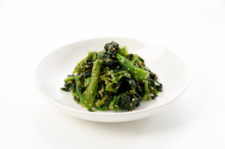 Japanese food, Aemono, Boiled spinach with sesame sauce.の写真素材