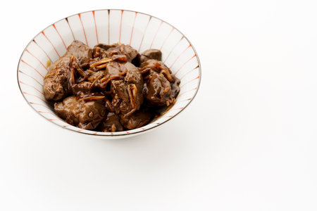 Chicken liver Simmered in ginger sweet and spicy soy sauceの写真素材