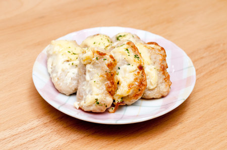 grilled chicken meat and melted cheese