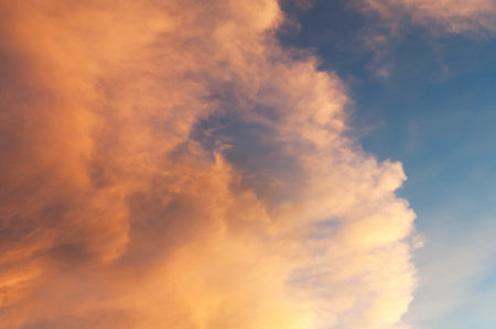 sunset clouds illuminated by orange