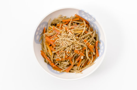 Japanese food, Kinpira Gobo, Kinpira burdockの写真素材