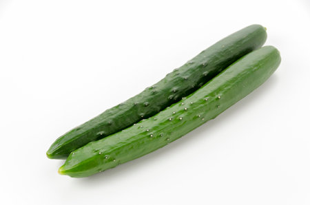 fresh cucumber on white backgroundの写真素材