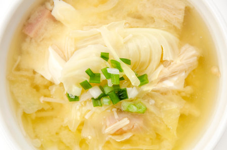 Miso soup with a variety of ingredientsの写真素材