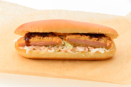 sandwich with cabbage and ham cutletの写真素材