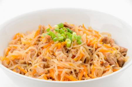 Japanese food Stir-fried Pork and Konjac noodlesの写真素材