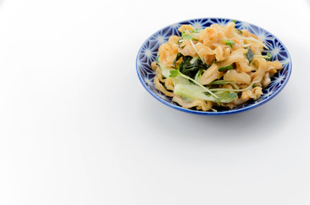 Squid and mozuku seaweed with plum vinegarの写真素材