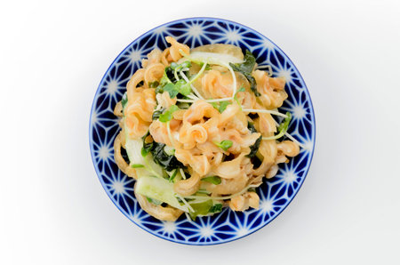 Squid and mozuku seaweed with plum vinegarの写真素材