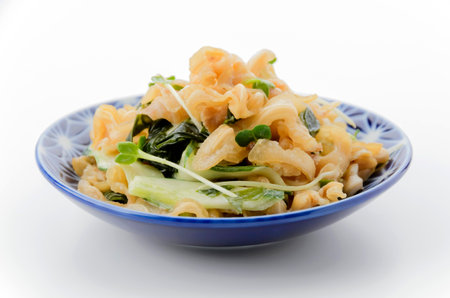 Squid and mozuku seaweed with plum vinegarの写真素材
