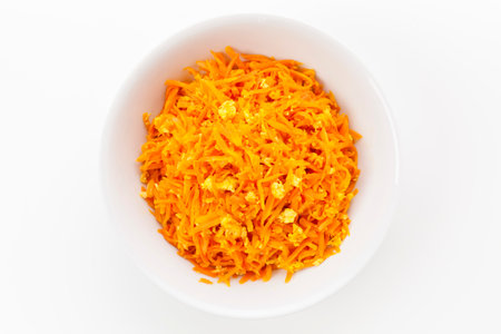 "Ninjin Shirishiri" (stir-fried shreds carrots with egg), local cuisine of Okinawa prefecture, Japan.の写真素材