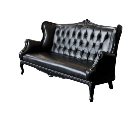Rerto vintage black sofa on a white backgroundの写真素材