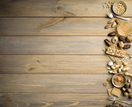 Food advertising on wooden boardの写真素材