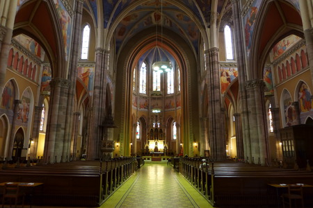 Cathedral Saint Peter and Paulus in Dark Osijek Croatia Sveti Petar i Pavle Hrvatskaのeditorial素材