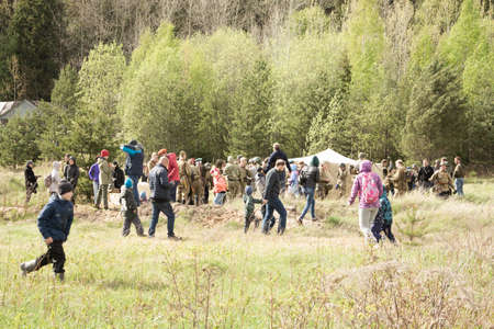 PETROZAVODSK, RUSSIA - MAY 22, 2021: Soldiers of WWII and other peopleのeditorial素材