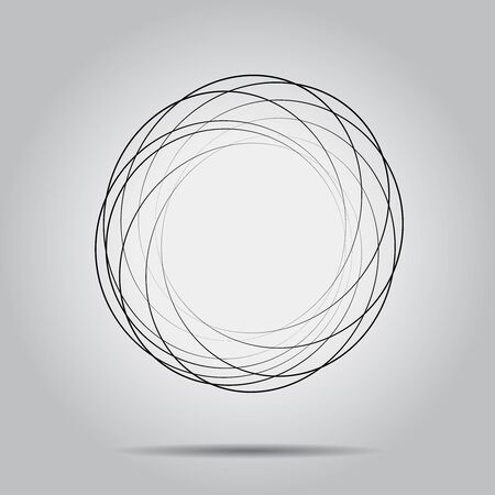 Abstract black circle shape in spiral form. Geometric art. Design element for logo, tattoo, sign, symbol, prints, web pages, template, posters, monochrome pattern and abstract backgroundのイラスト素材