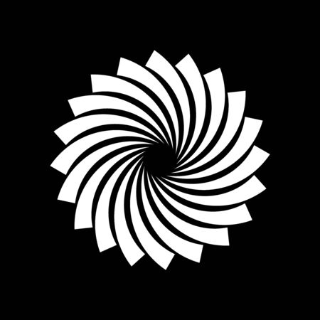 White vector shape in spiral form. Geometric art. Design element for logo, border frame, sign, symbol, prints, web pages, template, tattoo, posters, monochrome pattern and abstract backgroundのイラスト素材