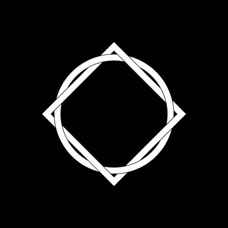 White circle and square abstract form. Celtic art. Design element for logo, sign, symbol, tattoo, prints, web pages, template, monochrome pattern and abstract backgroundのイラスト素材