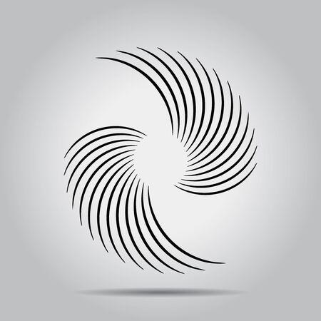 Black vector curved stripes in spiral form. Geometric art. Design element for logo, frame, sign, symbol, prints, web pages, template, posters, monochrome pattern and abstract backgroundのイラスト素材