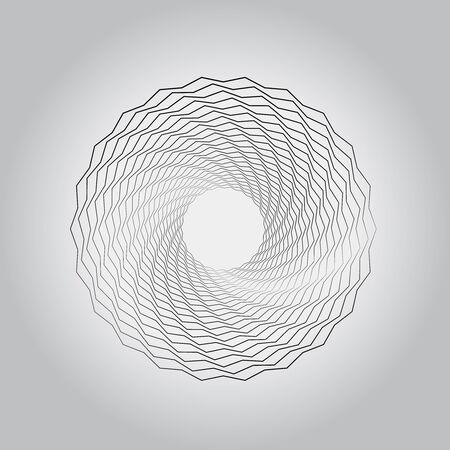 Black abstract vortex shape. Spiral form. Vector illustration. Geometric art. Trendy design element for prints, web, template, tattoo, background and patternのイラスト素材