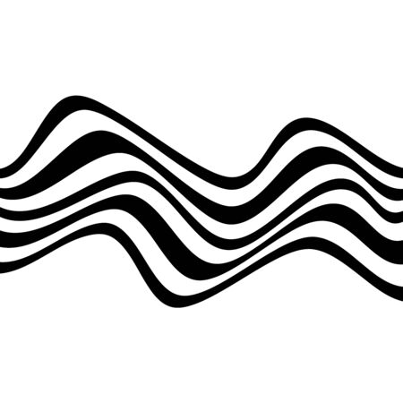 Black wavy random stripes. Abstract monochrome background. Modern shape. Trendy design element for prints, web pages, template, banner and textile patternのイラスト素材