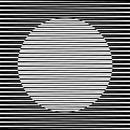 White circle shape inside speed lines in arrow form. Geometric art. Trendy design element for  tattoo, web pages, prints, posters, template, pattern and abstract backgroundのイラスト素材