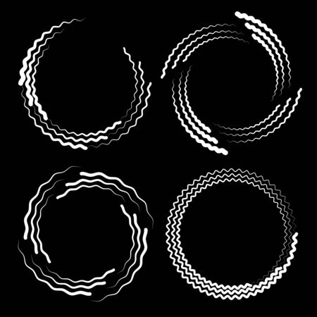 Set of white wavy zigzag shape. Geometric art. Trendy design element for tattoo, sign, symbol, web pages, prints, posters, template, pattern and abstract backgroundのイラスト素材