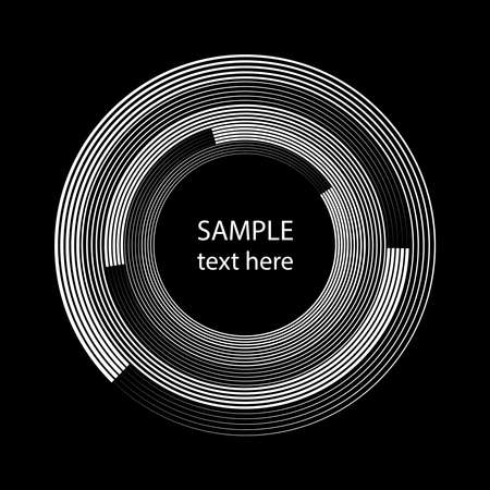 White curvy vector speed lines in round form. Geometric art. Trendy design element for frame, logo, tattoo, sign, symbol, web, prints, posters, template, pattern and abstract backgroundのイラスト素材