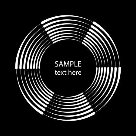 White thick stripes in circle form. Geometric art. Trendy design element for frame, logo, tattoo, sign, symbol, web, prints, posters, template, pattern and abstract backgroundのイラスト素材