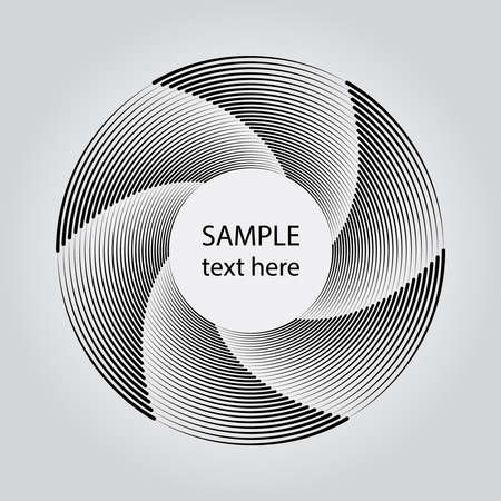 Black thick stripes in spiral form. Geometric art. Trendy design element for frame, logo, tattoo, sign, symbol, web, prints, posters, template, pattern and abstract backgroundのイラスト素材
