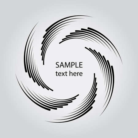 Black thick speed lines in vortex form. Geometric art. Trendy design element for frame, logo, tattoo, sign, symbol, web, prints, posters, template, pattern and abstract backgroundのイラスト素材