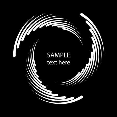 White curvy thick speed lines in spiral form. Geometric art. Trendy design element for frame, logo, tattoo, sign, symbol, web, prints, posters, template, pattern and abstract backgroundのイラスト素材